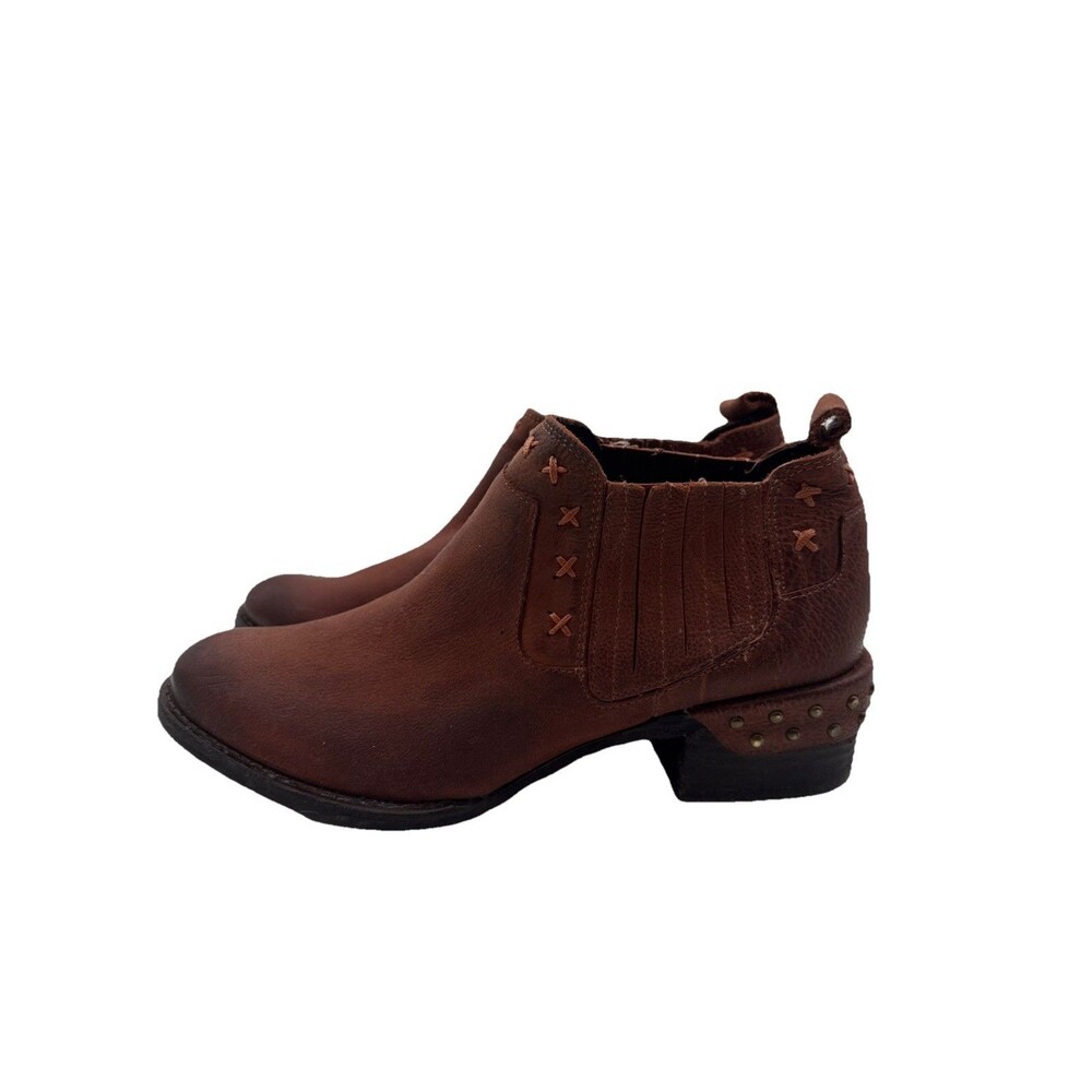 Naughty Monkey Boots Womens 8.5 Ankle Bootie Brown Casual Comfort Studded Block